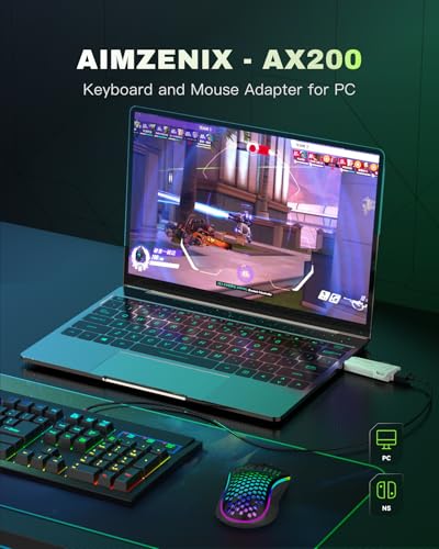 AX200 Keyboard & Mouse Adapter for PC, Nintendo Switch, Aim Assist | Compatible with Nintendo Switch 2, Supports COD, Apex Legends and more.