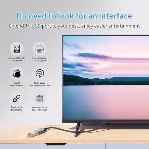 USB Extension Cable 6.6FT, USB Extender High-Speed Data Transfer | USB 3.0 Type A Male to Female Extender Cables Compatible with Gamepad, Printer, Webcam, USB Keyboard, Flash Drive, Hard Drive - size: 6.6FT