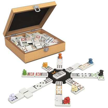 Spin Master Games Yellowstone Mexican Train Dominoes Classic Game | Fun Family Game, Yellowstone Themed Trains, Includes 91 Double-12 Dominoes & Wood Storage Case, 2-8 Players, Ages 8+