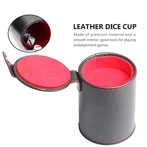 Kisangel Leather Dice Cup Set Double-Layer Dice Storage Cup Bar Game Supplies Set Lid