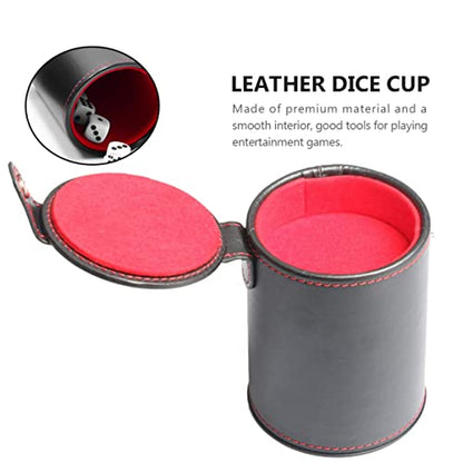 Kisangel Leather Dice Cup Set Double-Layer Dice Storage Cup Bar Game Supplies Set Lid