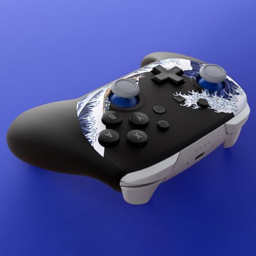 eXtremeRate DIY Replacement Faceplate Shell for Nintendo Switch 2 Pro Controller, Custom Front Housing Case, Thumbsticks and Screwdriver Tools for Switch 2 Pro Controller - The Great Wave Off Kanagawa - color: The Great Wave Off Kanagawa