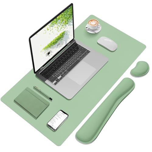 Mouse Pad and Keyboard Wrist Rest, Large Keyboard and Mouse Pad Set, Ergonomic Mousepad with Wrist Rest, Non-Slip Desk Mat Protector for Office, Home (31.5×15.7 Inches, Lake Green) - color: Lake Green - Wrist Rest, size: 15.7" x 31.5"