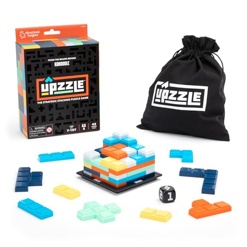 Educational Insights Upzzle - 2 Player Strategy Board Games for Adults and Family, 3D Stacking Puzzle Game for Kids 8-12, Brain Teaser, Critical Thinking Puzzles