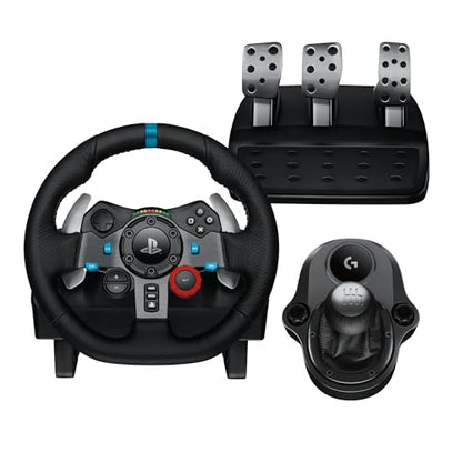 Logitech G29 Driving Force Racing Wheel and Pedals, Force Feedback, Real Leather + Logitech G Driving Force Shifter - For PS5, PS4 and PC, Mac - Black - style: PS5, PS4, PC/Mac
