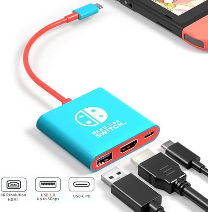 Belcompany 3-in-1 Switch Dock for Nintendo Switch Dock Station to TV,100W PD Fast Charger & 4K HDMI Connection Adapter USB 3.0 Port,Switch Portable Dock Compatible with Switch OLED/Steam Deck/MacBook