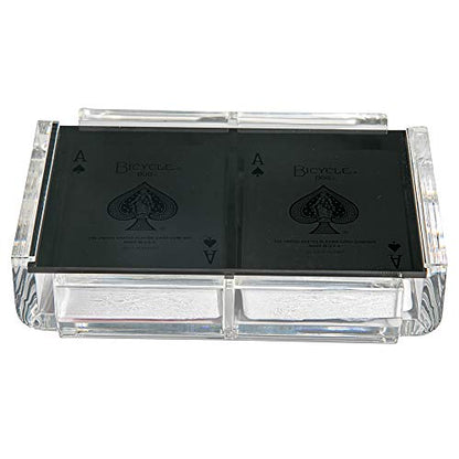 Modern Elegant Playing Card Deck Holder Tray with 2 Decks of Playing Cards in Unique Stylish Deluxe Acrylic Box with Color lid (Black) - color: Black
