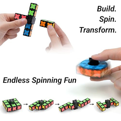 TOSY Magnet Fidget Spinner Mini - 8 Blocks, 3 in 1 Toy: Transformable Fidget Spinner, Infinity Cube, 2x2 Puzzle Cube, Stress Relief, STEM Magnet Tiles Birthday Gift for Kids/Boys/Girls/Adults, 4-Pack - color: Mini B (Set of 4)