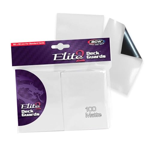 BCW Elite2 Matte Card Sleeves – White | Anti-Glare Front | Textured Back | Fits Standard 2.5" x 3.5" Cards - 100 Pack - color: White