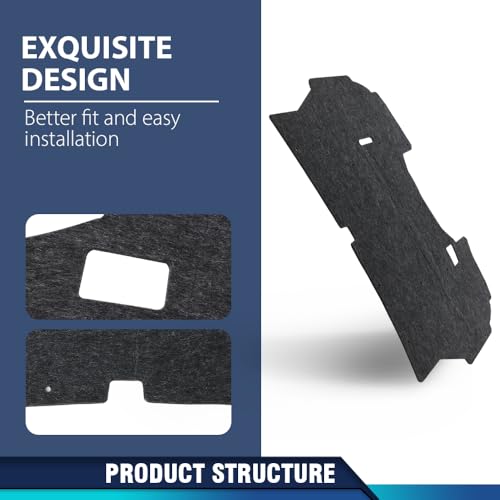 PIT66 Under Hood Insulation Pad Fit Ford F150 Truck 1992-1996 | Fit Ford F250 F350 1992-1997 w/Clips - style: 1992-1996 Ford F150