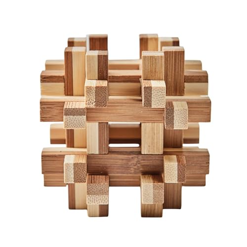 Bits and Pieces Wooden Brain Teaser Puzzle - Wood Cube Logic Puzzles, 3D Puzzles for Adults