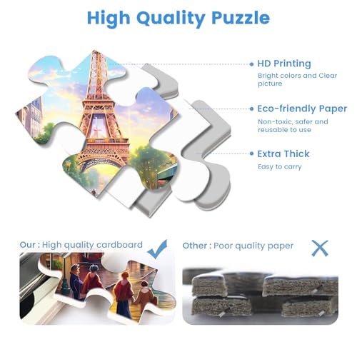 2 Pack Puzzles for Adults 1000 Pieces-Big Ben and Eiffel Tower Difficult Jigsaw Puzzles for Adults,Hard Jigsaw Puzzle Decorations DIY Leisure Game Toy Suitable Family Friends(27.5x20 inches) - style: Big Ben and Eiffel Tower