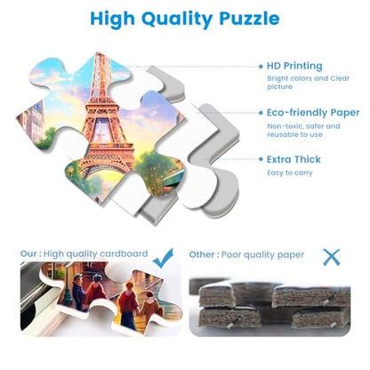 2 Pack Puzzles for Adults 1000 Pieces-Big Ben and Eiffel Tower Difficult Jigsaw Puzzles for Adults,Hard Jigsaw Puzzle Decorations DIY Leisure Game Toy Suitable Family Friends(27.5x20 inches) - style: Big Ben and Eiffel Tower