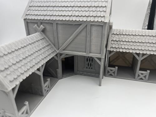 Hautico Architectural Terrain Set for 28mm Miniatures Wargame, 3D Printed and Paintable, Gift for Hobby Enthusiasts (Viking Building)