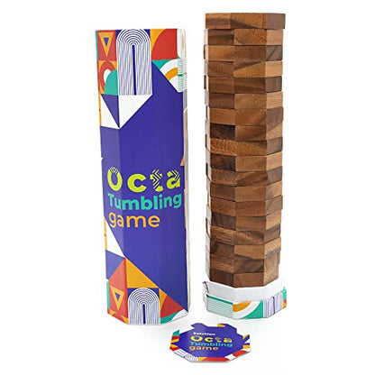 BSIRI Octa Tumbling Tower Game - Wooden Stacking Game, Outdoor Games for Adults and Family, Ideal for Game Night, Home Decor for Living Room, Classroom, Office - style: Octa Tumbling Game