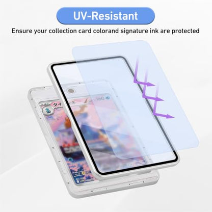 Card Case, 8-Point Magnetic Lock, Premium Aluminum Alloy Protector with 35pt One Touch Card Holder, Personalized Card Sleves Fits Trading Cards, Sports Cards, Game Cards, Collectible Cards (Silver) - color: Silver, style: Card Case