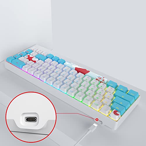 65% Mechanical Keyboard Wired Linear Red Switch RGB Backlight | 65 Percent 68-keys Compact Layout Gaming Keyboard TKL Ultra-Compact Mini RGB Backlit - color: 68 Sea/Red Switch