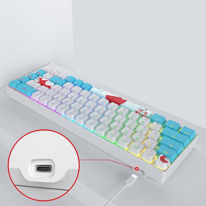 65% Mechanical Keyboard Wired Linear Red Switch RGB Backlight | 65 Percent 68-keys Compact Layout Gaming Keyboard TKL Ultra-Compact Mini RGB Backlit - color: 68 Sea/Red Switch