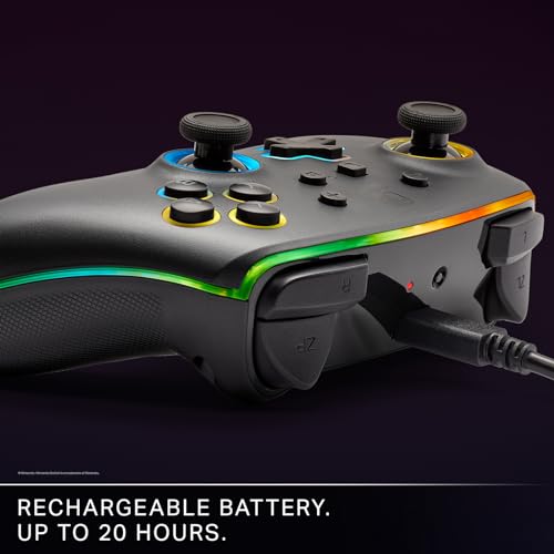 PowerA Enhanced Wireless Nintendo Switch and Switch 2 Controller with Lumectra, gaming controller, Officially licensed - style: Multi-Zone RGB Lighting