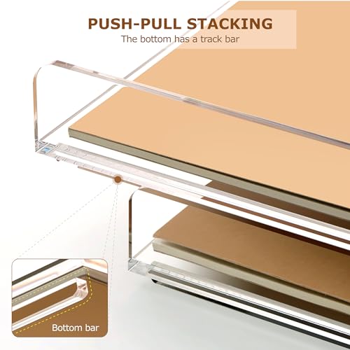 SANRUI 4 Tier Clear Desk Paper Letter Organizer Trays, A4 Stackable File Document Tray, Acrylic Desk Organizers and Accessories Sorter, Workspace Office Supplies Organizers,12.4inx8.86inx6.64in - style: Thin 4 Tier Trays