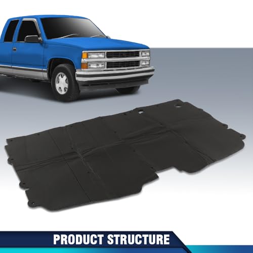 PIT66 Hood Insulation Pad 1/2" with Clips Compatible with Chevy GMC C1500 C2500 C3500 and Suburban 1988-1998 - style: 1988-1998 Chevy/GMC