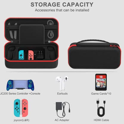 Customized Switch Travel Case for JC200 Switch Controller, Protective Hard Shell Case Large Capacity Holds Switch Controller, Switch Console, AC Adapter, Headset and 10 Game Cards for Cases & Storage