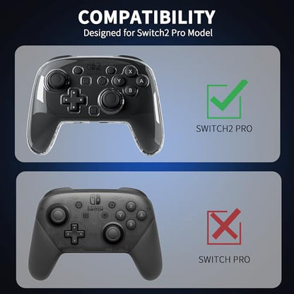 FANPL Case for Nintendo Switch 2 Pro Controller, Clear Hard Cover for Switch 2 Pro - Comfortable Grip