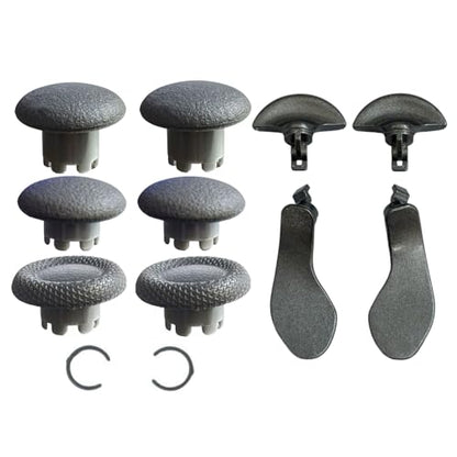 12 in 1 Interchangeable Thumbsticks & Metal Back Paddles Replacement Parts for PS5 DualSense Edge Controller, 6 Silicone Analog Joystick Caps, 4 Paddles Trigger Buttons,2 Snap Rings (Gray) - color: Gray