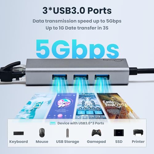 USB c hub ethernet,USB C Hub with RJ45 Gigabit Ethernet,Thunderbolt 4/3 to Ethernet Adapter,USB C to Network Adapter Compatible with MacBook Pro/Air, iPad Pro,Laptop,Chromebook,and More - color: USB C-GRAY