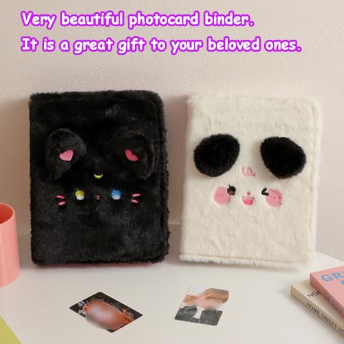 Kpop Photocard Binder with 6 Stickers Sheet & 50 Shinning Protective Sleeves Kpop Photocard Holder Book with Kpop Photocard, A5 Binder Photocard Album 30 Inner Pages with 240 Pockets (Blackplush) - color: Blackplush