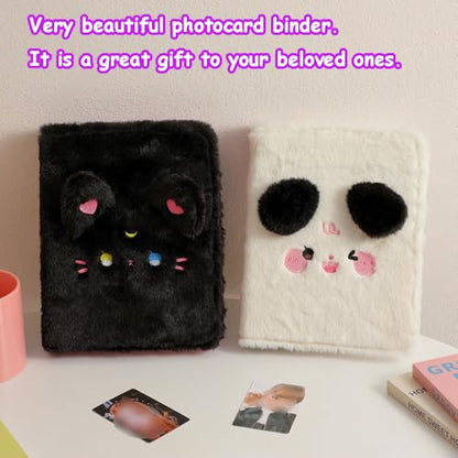 Kpop Photocard Binder with 6 Stickers Sheet & 50 Shinning Protective Sleeves Kpop Photocard Holder Book with Kpop Photocard, A5 Binder Photocard Album 30 Inner Pages with 240 Pockets (Blackplush) - color: Blackplush