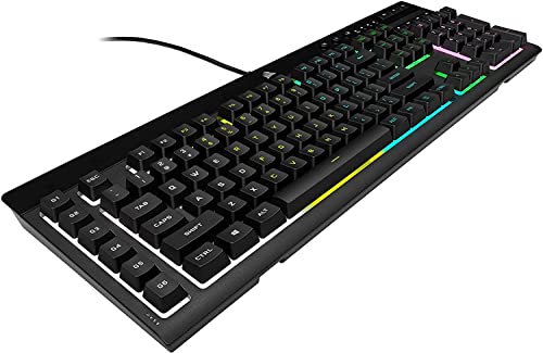 Corsair K55 RGB PRO Membrane Wired Gaming Keyboard – QWERTY US Layout, IP42 Dust and Spill-Resistant – 6 Macro Keys with Elgato Integration – iCUE Compatible – PC, Mac, Xbox – Black - color: Black, style: K55 RGB PRO