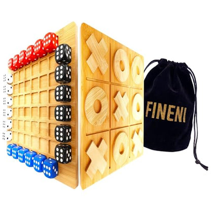 Dice Battle and TicTacToe Dual Sides Board Games, Wooden Coffee Table Games for Adults, 2~4 Player Bar Dice Games, Indoor Tabletop Game & 4 Players Wood Table Top Dice Game (Dual(2~4)/Log) - color: Dual(2~4)/Log