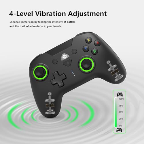 PeriphX Wireless Switch Controllers for Nintendo Switch,6-Axis Gyro,Turbo Function,7-Color RGB Lights,Compatible with Switch1/Switch2/PC (Wired)/iOS, All Functions Included with a Stylish Design and Cute Color - color: Glossy Black