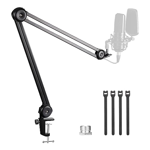 BOYA Microphone Boom Arm,Large Mic Arm (46 inch) with Desk Mount & 5/8"to 3/8"Screw Adapter Heavy-Duty Microphone Arm Stand Adjustable &Foldable for Streaming/Podcast/Gaming(BY-BA20)