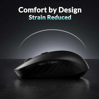 Keychron BM25 Quiet-Click Wireless Mouse, Ergonomic Rechargeable Mice with Tri-Mode, 2.4G/Bluetooth 5.2/Wired, 1000Hz Polling Rate, Adjustable DPI, Programmable for Mac, Windows, Linux - Black - color: Black