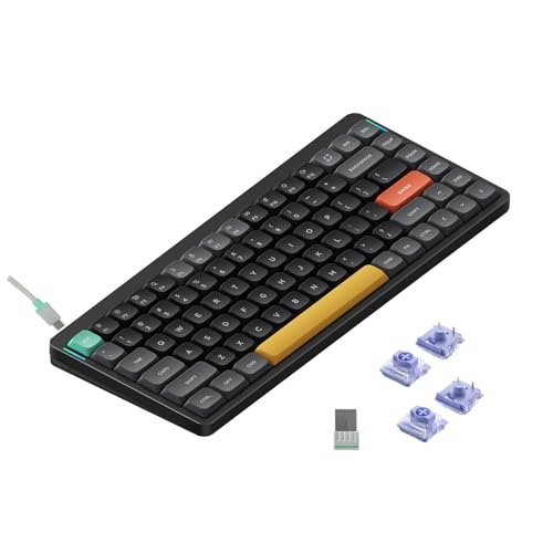nuphy Air75 V2 Portable 75% Mechanical Keyboard,Wireless Keyboard,Supports Bluetooth/2.4G/USB-C RGB Bluetooth Gaming Keyboards,Compatible with Windows/Mac OS/Linux Systems-Gateron Wisteria Switch - color: Black, size: Gateron Wisteria Switch