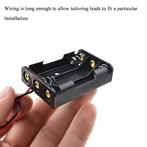 HAHIYO 4.5V AAA Battery Holder Bundle Series with Wire Sturdy Clapm Flexible Springs Contact Build-in Harnesses Batteries Black Case Easy Install 8 Pieces for Wall Clocks Ham Radio Kids Toys - style: Without cover-3AAA-8P