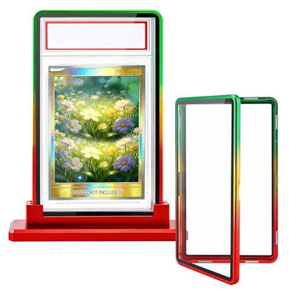 Magnetic Metal Slab Case for 35PT PSA/CGC: Gradient Magnetic Graded Card Slab Protector with Metal Display Stand, U-V Protection UltraClear Glass, 9-Point Magnetic Lock