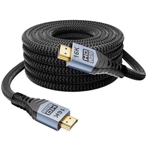 16K 10K 8K HDMI 2.2 Cable 6.6FT/2M, 96Gbps Ultra High Speed Hdmi Braided Cord Support 16K@60Hz 8K@240Hz 4K@480Hz, HDCP 2.2 & 2.3, HDR 10,eARC, DTS:X, for Roku TV/PS5/Blu-ray, Home Theater - size: 6.6FT