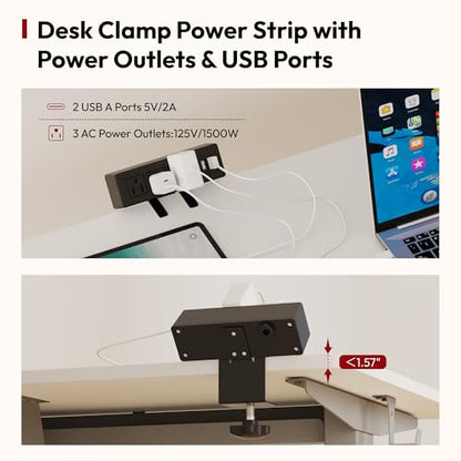 SANODESK Electric Standing Desk with Desk Clamp Power Strip 40"x 24" Whole-Piece Desktop Height Adjustable Stand Up Desk with Cable Management Sit Stand Home Office Desk White Frame/White Top - color: White Frame+white Top, size: 40"x24"