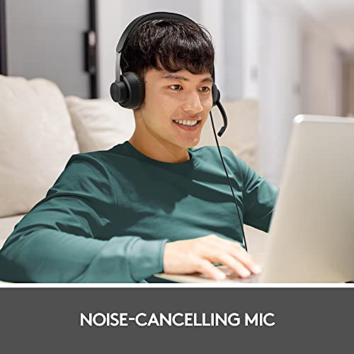 Logitech Zone 750 Wired On-Ear Headset Noise Canceling Microphone | On-ear fit, advanced microphone, included adapter, plug-and-play compatibility for all devices - size: One Size