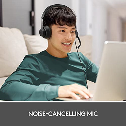 Logitech Zone 750 Wired On-Ear Headset Noise Canceling Microphone | On-ear fit, advanced microphone, included adapter, plug-and-play compatibility for all devices - size: One Size
