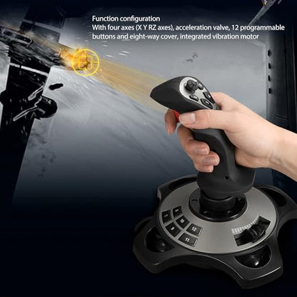 Flight Simulation Controller Joystick for PC, PC Flight Joystick Controls with Vibration Function Throttle Control for PC Computer Laptop for 7 8 10 11