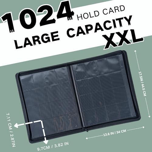 1000+ Pockets Trading Card Binder, 16-Pocket Card Ablum Compatible with MTG,Sports Cards & Other Standard Size Trading Cards (Light Green) - color: Light Green