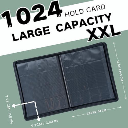 1000+ Pockets Trading Card Binder, 16-Pocket Card Ablum Compatible with MTG,Sports Cards & Other Standard Size Trading Cards (Light Green) - color: Light Green