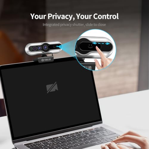 TOALLIN 4K Webcam for PC, Windows Hello Compatible, Facial Recognition, Autofocus, Built-in Mic & Privacy Cover, USB Camera for PC Laptop, Streaming, Conferencing & Video Calls