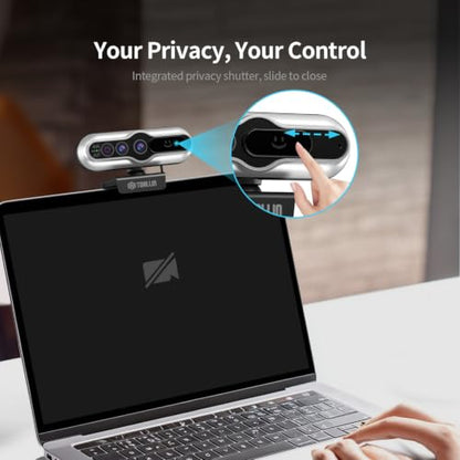 TOALLIN 4K Webcam for PC, Windows Hello Compatible, Facial Recognition, Autofocus, Built-in Mic & Privacy Cover, USB Camera for PC Laptop, Streaming, Conferencing & Video Calls