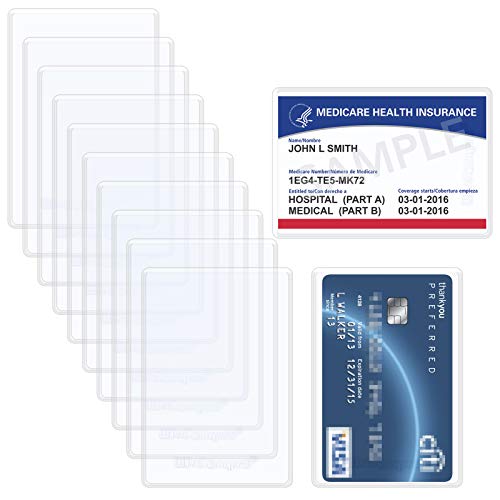 Wisdompro 10 Pack New Medicare Card Protector Sleeves, 6 Mil Clear PVC | Soft and Flexible Wallet Size Slot for Social Security Card, Insurance Card, Credit Card, Debit Card, Driver’s License - size: 10 Pack