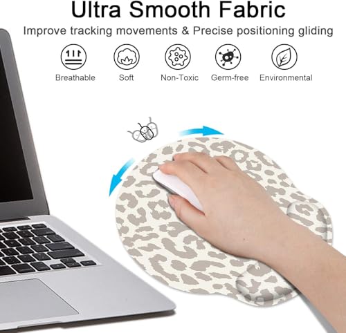 Ergonomic Mouse Pad Set with Wrist Rest, Leopard Animal | Skin Light Khaki Non-Slip Rubber Base Wrist Cushion Support and Coasters Mousepad with Wrist Support for Computer Keyboard - color: Light Khaki